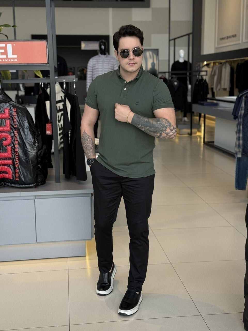 Polo Acostamento Elastano Masculino