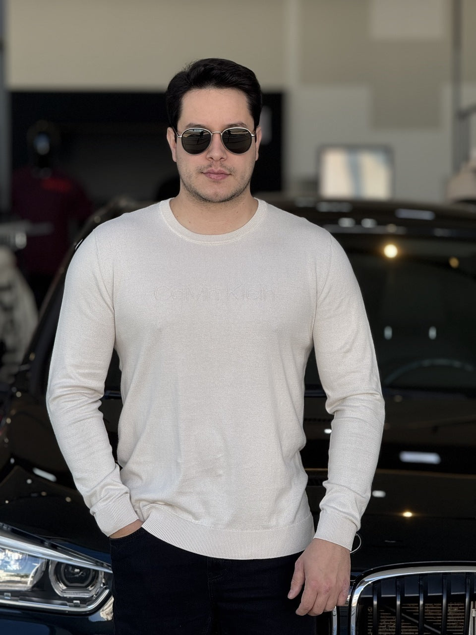 Sueter Calvin Klein Tricot com Logo Frontal Masculino
